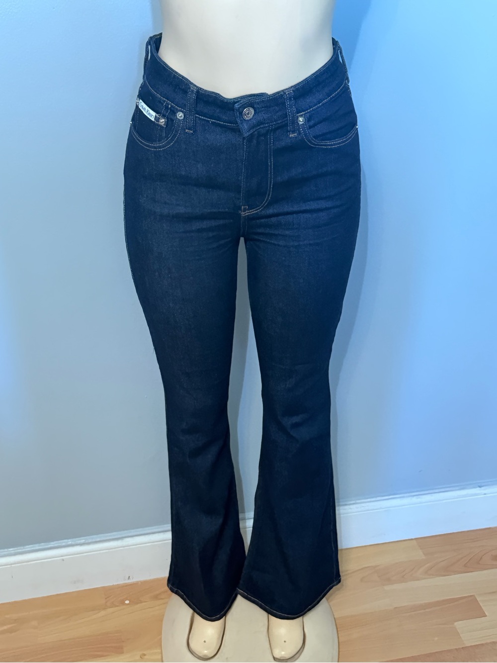 Calvin Klein High-Rise Dark Blue Flare Jeans for Women